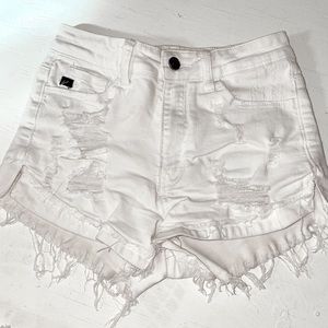 Women’s white Jean shorts tattered look